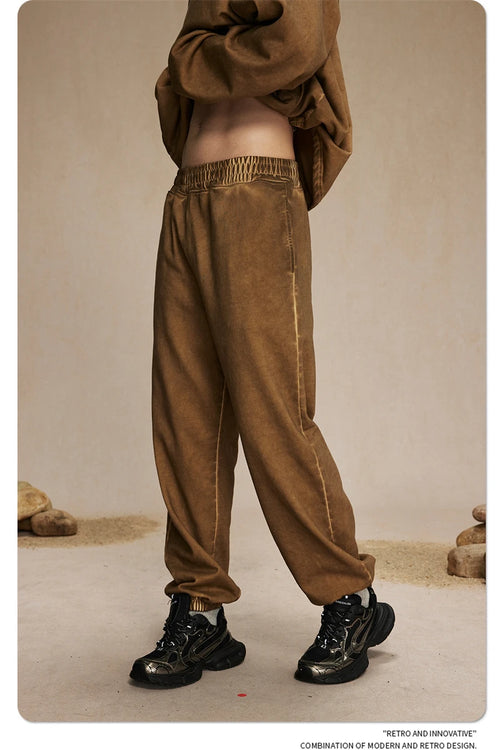 Obsidian Phoenix Unisex Luxury Washed Sweatpants - 450gsm Vintage Heavyweight Distressed Joggers