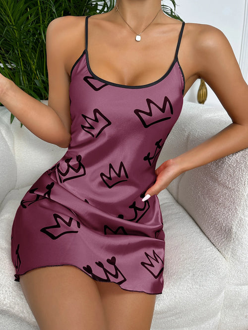 Obsidian Phoenix Women's Luxury Heart Print Nightdress