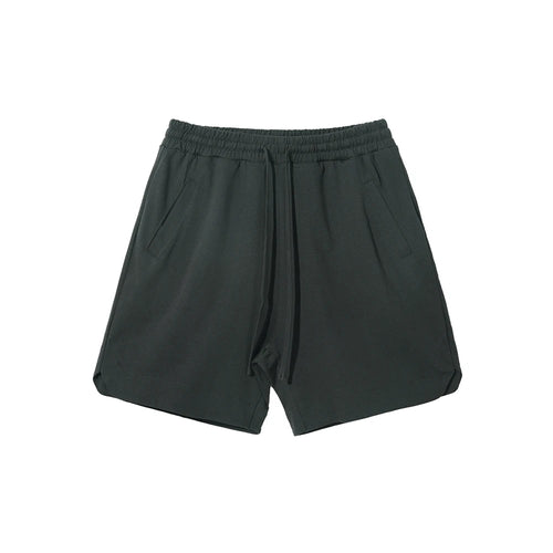 Obsidian Phoenix Unisex Luxury Solid Cotton Shorts - 305gsm Retro High Street Loose-Fit Drawstring Casual Shorts