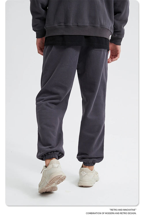 Obsidian Phoenix Unisex Luxury Fleece Sweatpants - 360gsm Loose-Fit Knitted Solid Tracksuit Pants
