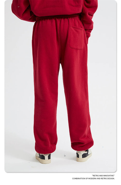 Obsidian Phoenix Unisex Luxury Fleece Sweatpants - 360gsm Loose-Fit Knitted Solid Tracksuit Pants