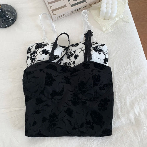 Obsidian Phoenix Women's Luxury Sweet Elastic Camisole - Padded Bra Spaghetti Strap Crop Top with Cute Print for Summer