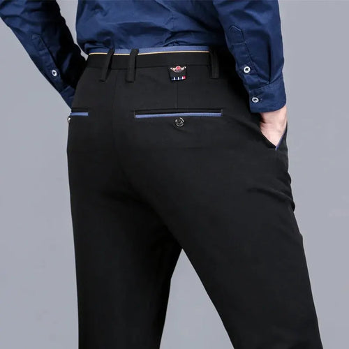 Obsidian Phoenix Men's Elastic Straight Pants - Business Casual Formal Trousers