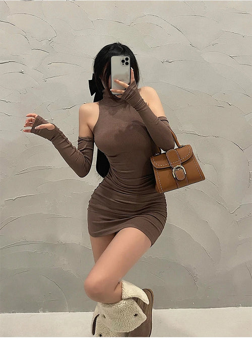 Obsidian Phoenix Women's Luxury High-Neck Mini Dress
