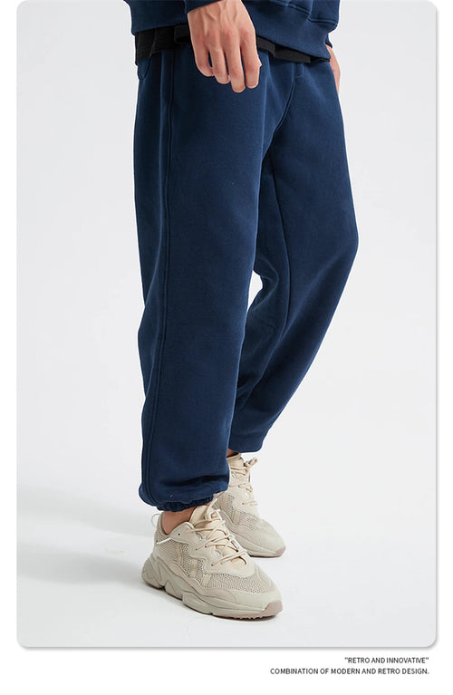 Obsidian Phoenix Unisex Luxury Fleece Sweatpants - 360gsm Loose-Fit Knitted Solid Tracksuit Pants