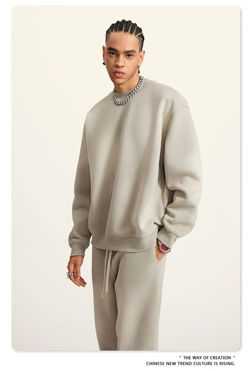 Obsidian Phoenix Unisex Luxury Gradient Fleece Sweatshirt - 375gsm Monkey Washed O-Neck Loose-Fit Pullover