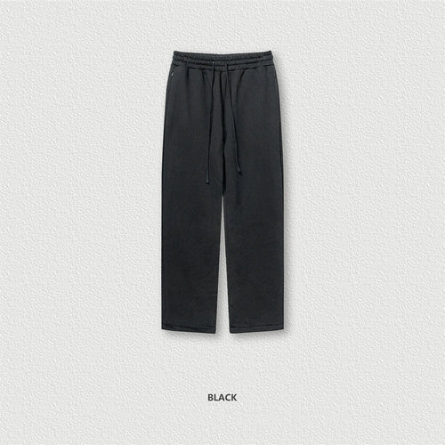 Obsidian Phoenix Unisex Luxury Fleece Straight Pants - 345gsm Solid Loose-Fit Sport Trousers with Zipper Pockets