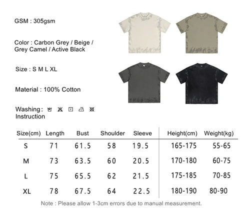 Obsidian Phoenix Unisex Luxury Paint Washed T-Shirt - 305gsm High Street Cotton O-Neck Tee