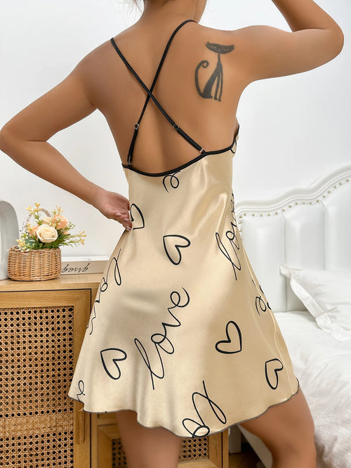 Obsidian Phoenix Women's Luxury Heart Print Nightdress
