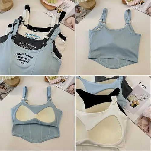 Celestial Comfort Striped Tank Top - Sexy Sleeveless Crop with Built-in Bra Pad, Solid Color Exposed Navel Style - Celestial Comfort Clothing