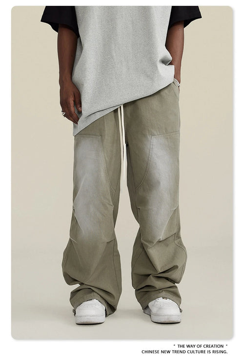 Obsidian Phoenix Unisex Luxury Monkey Washed Cotton Jogger Pants - 270gsm Loose-Fit High Street Cargo Trousers