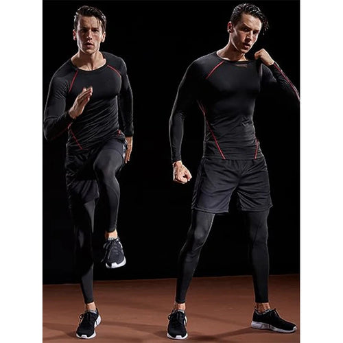 Obsidian Phoenix Men's Luxury Compression Long Sleeve T-Shirt - Elastic Gym and Fitness Training Athletic Running Top