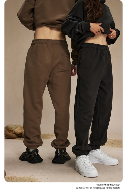 Obsidian Phoenix Unisex Luxury Solid Fleece Sweatpants - 400gsm Basic Loose-Fit Warm Joggers