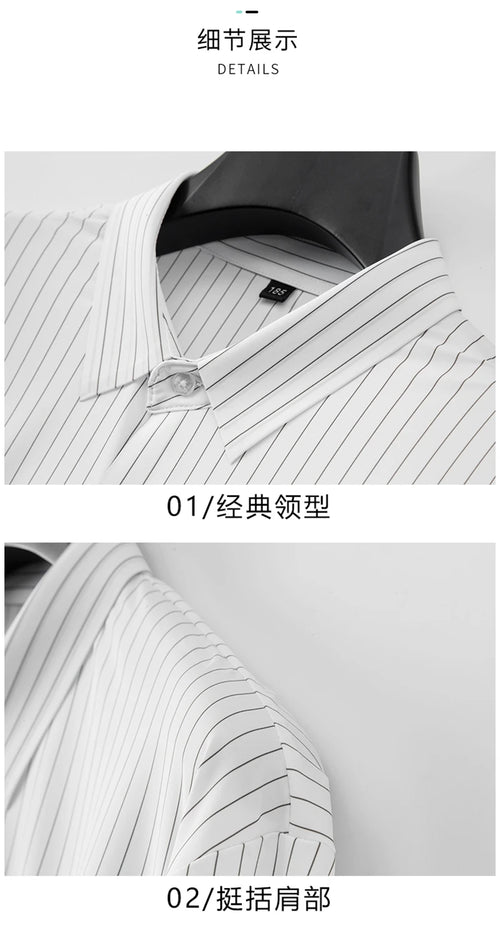 Obsidian Phoenix Luxury Striped Oversized Business Shirt - High-End Loose-Fit Long Sleeve Men’s Dress Shirt in Sizes Up to 10XL