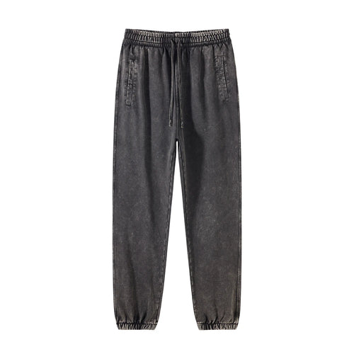 Obsidian Phoenix Luxury 420gsm Batik Washed Cotton Sweatpants - Unisex Loose-Fit Heavyweight Retro Joggers