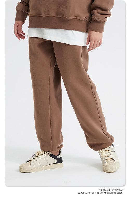 Obsidian Phoenix Unisex Luxury Fleece Sweatpants - 360gsm Loose-Fit Knitted Solid Tracksuit Pants