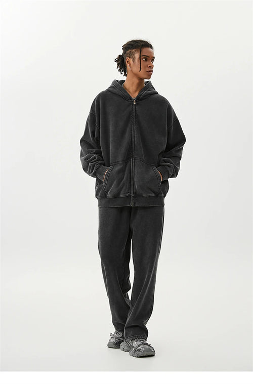 Obsidian Phoenix LuxuryWashed Fleec Hoodie - Oversized Sleeve 355gsm Winter Pullover