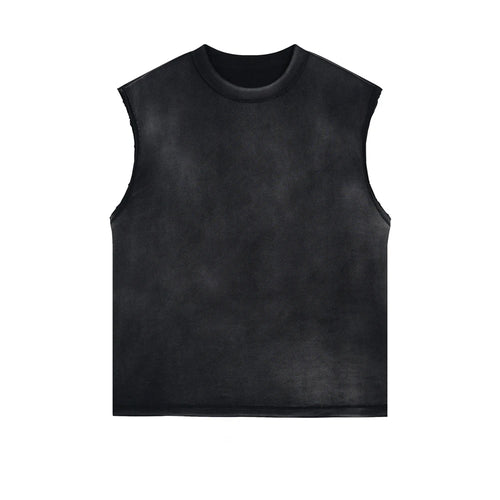 Obsidian Phoenix Unisex Luxury Batik Washed Tank Top - Retro Distressed High Street Sleeveless Cotton Vest