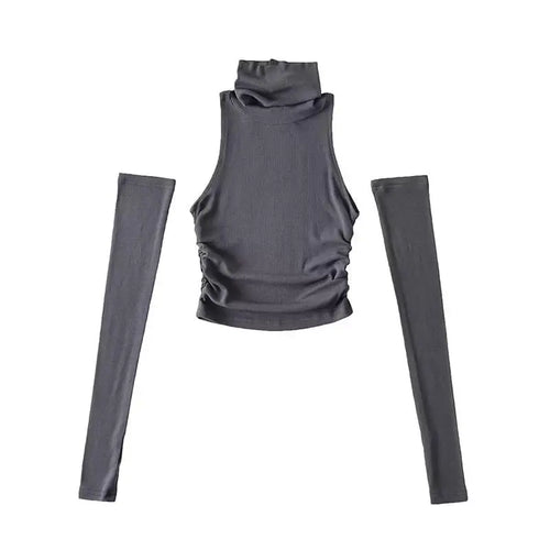Celestial Comfort Turtleneck Crop Top - Oversleeve, Slim Fit Streetwear Tee - Celestial Comfort Clothing