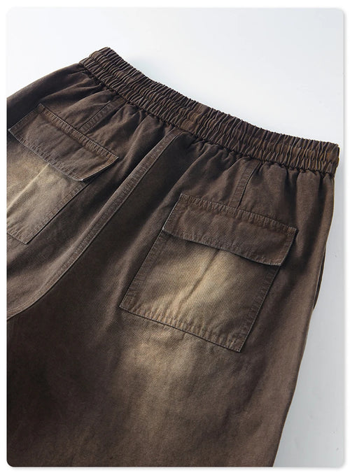 Obsidian Phoenix Unisex Luxury Monkey Washed Cotton Jogger Pants - 270gsm Loose-Fit High Street Cargo Trousers