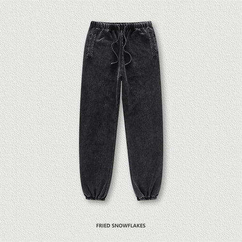 Obsidian Phoenix Unisex Luxury Washed Sweatpants - 420gsm Vintage Heavyweight Loose-Fit Drawstring Joggers