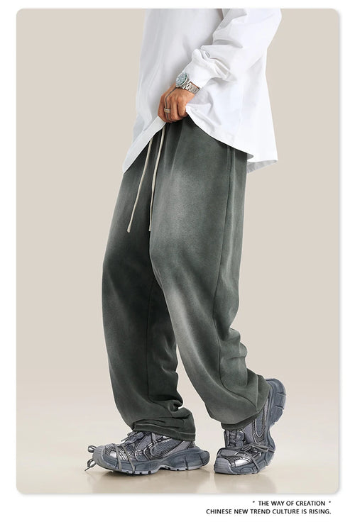 Obsidian Phoenix Unisex Luxury Monkey Washed Fleece Pants - 370gsm High Street Warm Oversized Straight Sweatpants