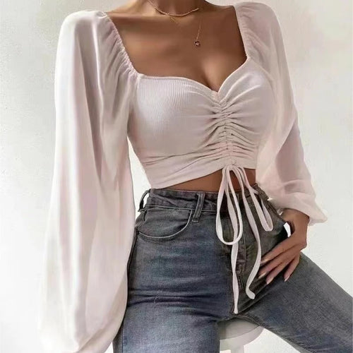 Obsidian Phoenix Women's Luxury Puff Sleeve V-Neck Top