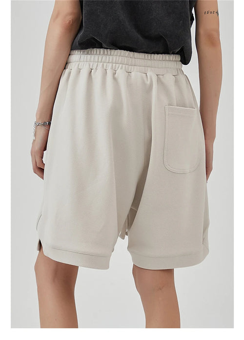 Obsidian Phoenix Unisex Luxury Solid Cotton Shorts - High Street Side-Slit Knee-Length Shorts