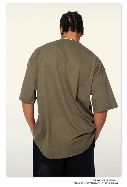 Obsidian Phoenix Unisex Luxury Heavyweight T-Shirt - 345gsm Solid Loose-Fit 100% Cotton Basic Tee