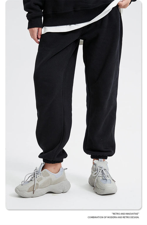 Obsidian Phoenix Unisex Luxury Fleece Sweatpants - 360gsm Loose-Fit Knitted Solid Tracksuit Pants