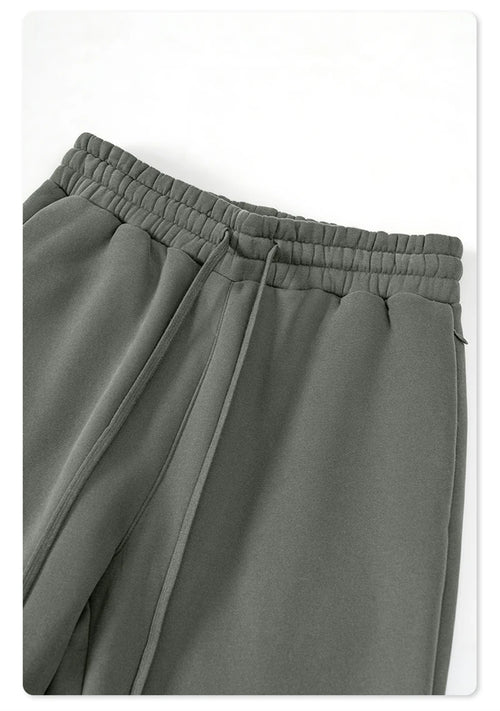 Obsidian Phoenix Unisex Luxury Fleece Straight Pants - 345gsm Solid Loose-Fit Sport Trousers with Zipper Pockets