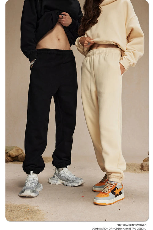 Obsidian Phoenix Unisex Luxury Solid Fleece Sweatpants - 400gsm Basic Loose-Fit Warm Joggers