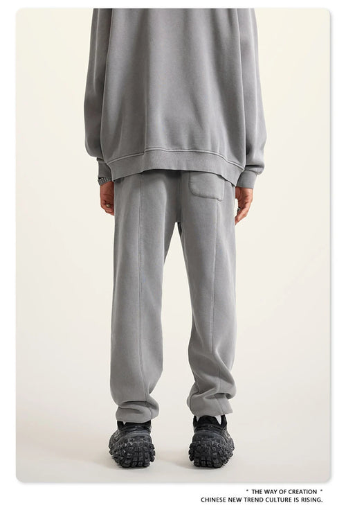 Obsidian Phoenix Luxury 355gsm Washed Fleece Sweatpants - Unisex Retro Loose-Fit Warm Joggers