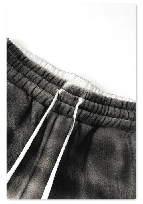 Obsidian Phoenix Unisex Luxury Paint Washed Fleece Pants - 345gsm Loose-Fit Straight-Leg Thick Warm Trousers