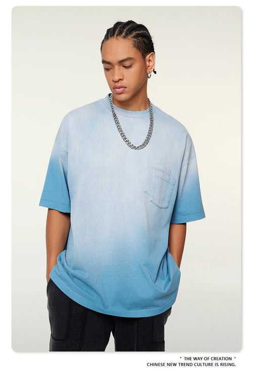 Obsidian Phoenix Unisex Luxury Tie-Dye Cotton T-Shirt - 310gsm Monkey Washed Loose-Fit Tee with Pocket