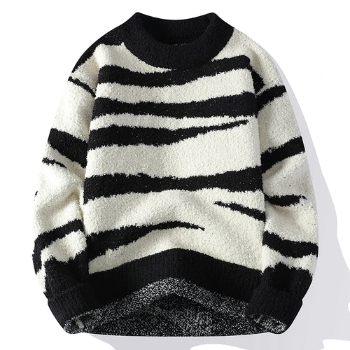 Obsidian Phoenix Luxury Knit Sweater - High-End Thick Warm Men’s Fashion Style Korean Harajuku Jumper