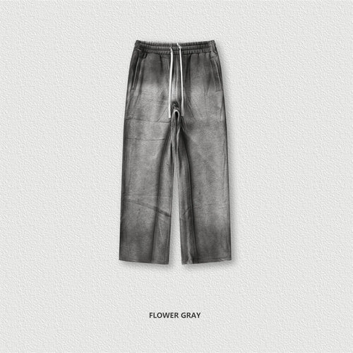 Obsidian Phoenix Unisex Luxury Paint Washed Fleece Pants - 345gsm Loose-Fit Straight-Leg Thick Warm Trousers