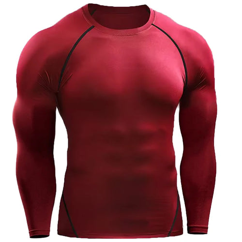 Obsidian Phoenix Men's Luxury Compression Long Sleeve T-Shirt - Elastic Gym and Fitness Training Athletic Running Top