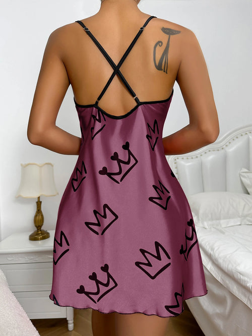 Obsidian Phoenix Women's Luxury Heart Print Nightdress