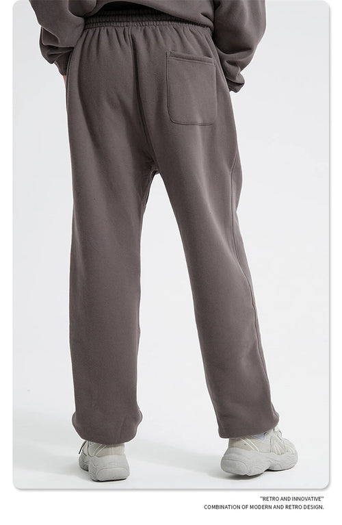 Obsidian Phoenix Unisex Luxury Fleece Sweatpants - 360gsm Loose-Fit Knitted Solid Tracksuit Pants