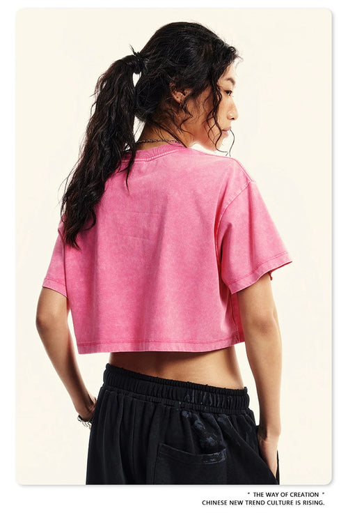 Obsidian Phoenix Luxury Women's Washed Crop T-Shirt