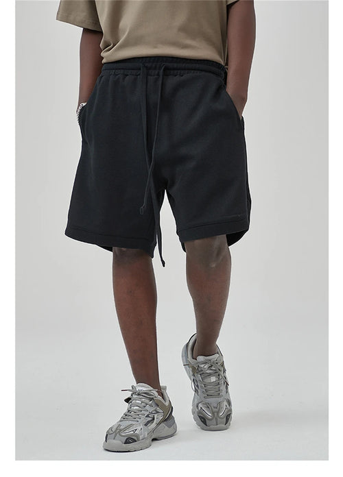 Obsidian Phoenix Unisex Luxury Solid Cotton Shorts - High Street Side-Slit Knee-Length Shorts