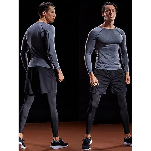 Obsidian Phoenix Men's Luxury Compression Long Sleeve T-Shirt - Elastic Gym and Fitness Training Athletic Running Top