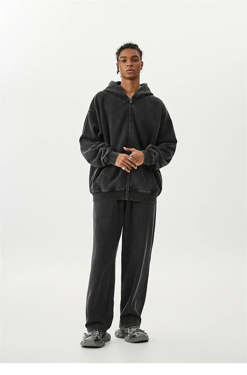 Obsidian Phoenix LuxuryWashed Fleec Hoodie - Oversized Sleeve 355gsm Winter Pullover