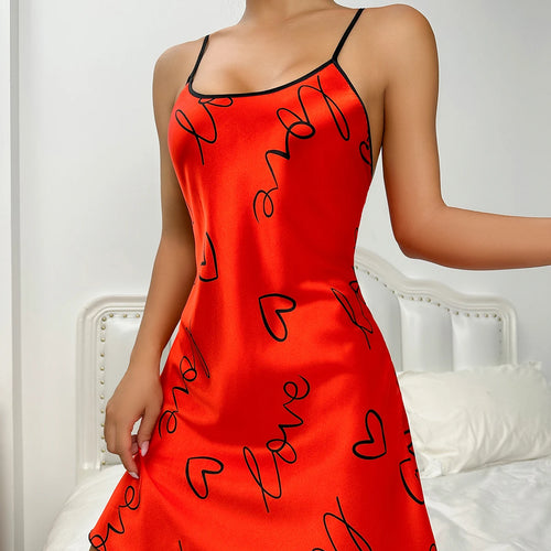 Obsidian Phoenix Women's Luxury Heart Print Nightdress