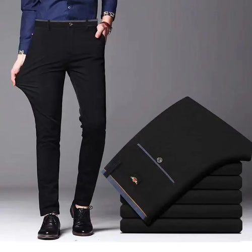 Obsidian Phoenix Men's Elastic Straight Pants - Business Casual Formal Trousers