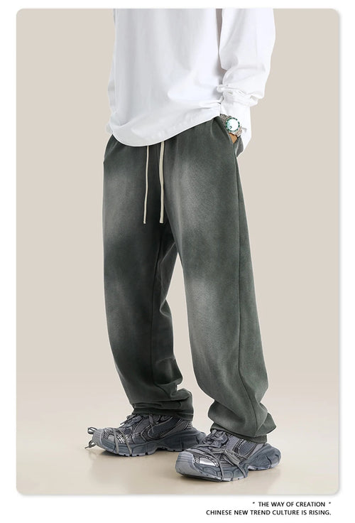 Obsidian Phoenix Unisex Luxury Monkey Washed Fleece Pants - 370gsm High Street Warm Oversized Straight Sweatpants