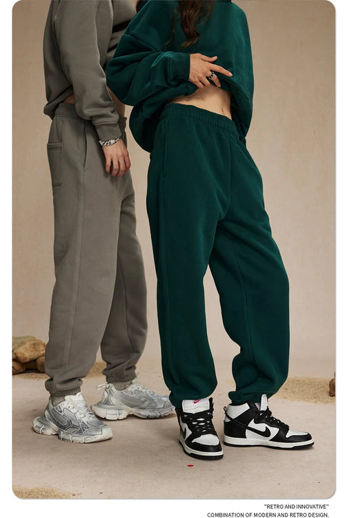 Obsidian Phoenix Unisex Luxury Solid Fleece Sweatpants - 400gsm Basic Loose-Fit Warm Joggers
