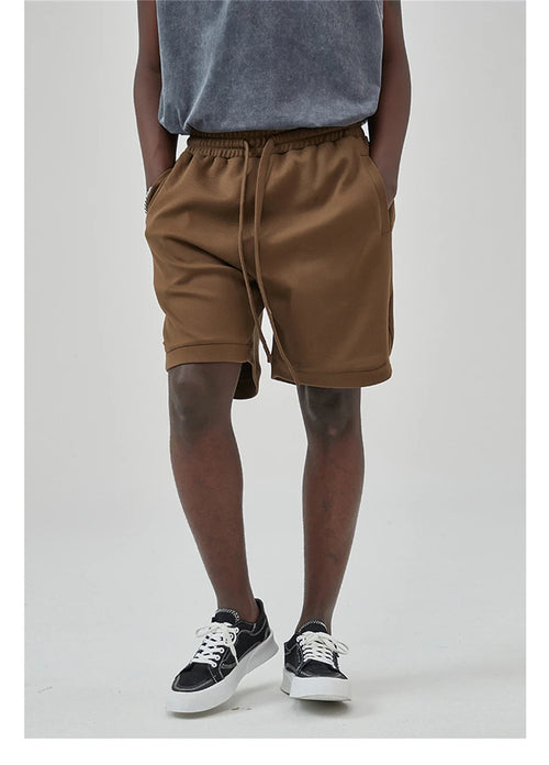 Obsidian Phoenix Unisex Luxury Solid Cotton Shorts - High Street Side-Slit Knee-Length Shorts