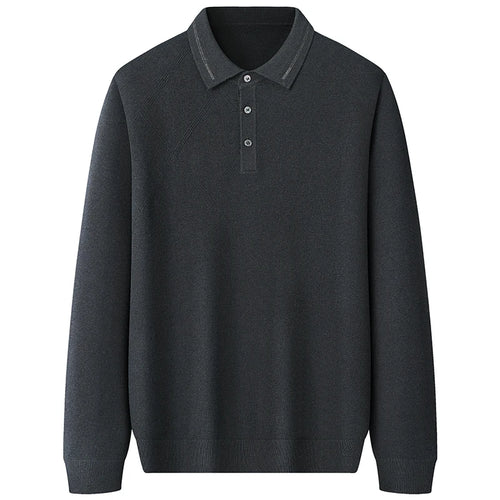 Obsidian Phoenix Luxury 100% Wool Lapel Sweater - Top-Grade Soft Warm Men’s Long Sleeve Pullover Jumper in Sizes Up to 8XL